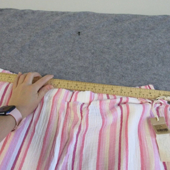 Habitat Womens Pants XXL Pink Cotton Gauze Pull On Casual Stripe Wide Leg 248 - Picture 4 of 15